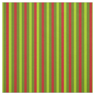 Red and green Christmas stripes Fabric