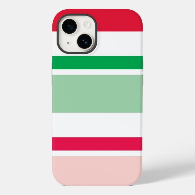 Red and Green Christmas Stripes Phone Case (Back)