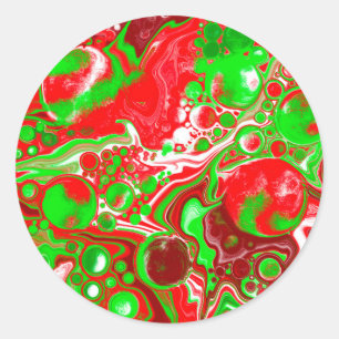 Red and Green Christmas Swirls   Classic Round Sticker