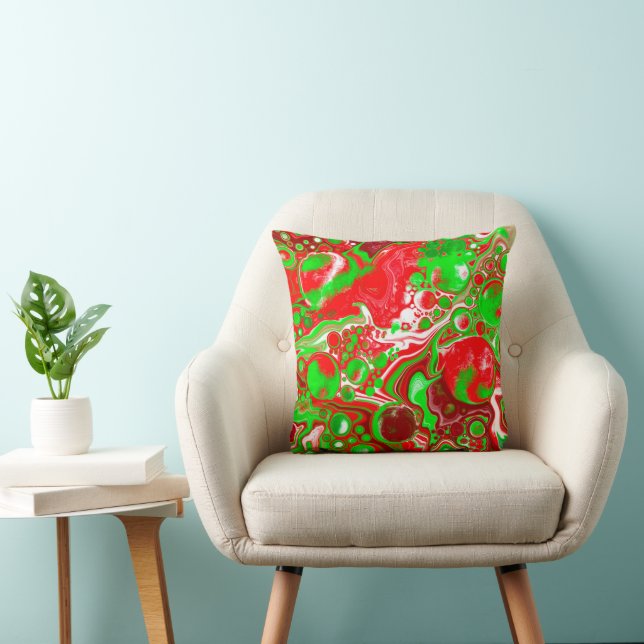 Red and Green Christmas Swirls Cushion (Chair)