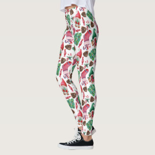 Red And Green Christmas Symbols  Leggings