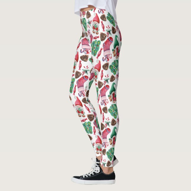 Red And Green Christmas Symbols  Leggings (Left)