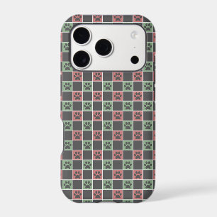 Red and green Christmas Themed Paw print pattern