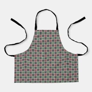 Red and green Christmas Themed Paw print pattern Apron