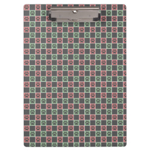 Red and green Christmas Themed Paw print pattern Clipboard