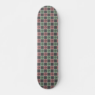 Red and green Christmas Themed Paw print pattern Skateboard