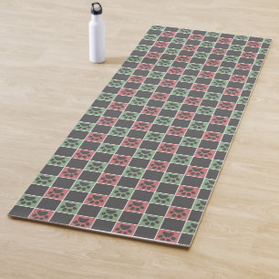 Red and green Christmas Themed Paw print pattern Yoga Mat