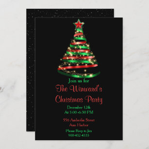 Red and Green Christmas Tree Invitation