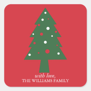 Red and Green Christmas Tree Square Sticker