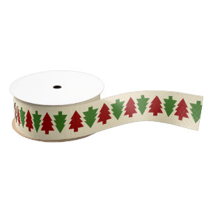 Red and Green Christmas Trees Grosgrain Ribbon