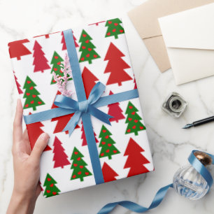 Red and Green Christmas Trees Wrapping Paper