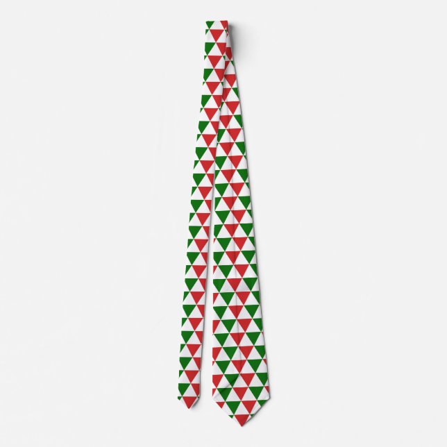 Red and Green Christmas Triangle Pattern Tie (Back)