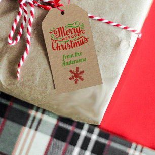 Red and Green Christmas Typography Gift Tag