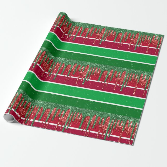 Red and Green Christmas Wrapping Paper (Unrolled)