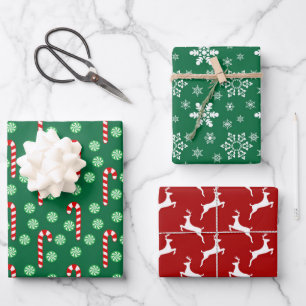 Red And Green Christmas Wrapping Paper Sheet