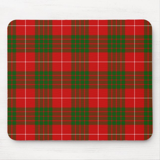 Red and Green Clan Crawford Tartan Mouse Mat (Front)