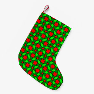 Red and Green Complex Pattern Small Christmas Stocking