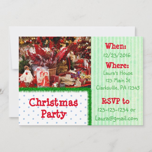 Red and Green Cookies Christmas Party Invitation (Front)