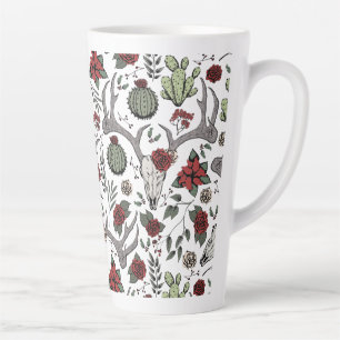 Red and Green Country Cowgirl Christmas Antlers Latte Mug