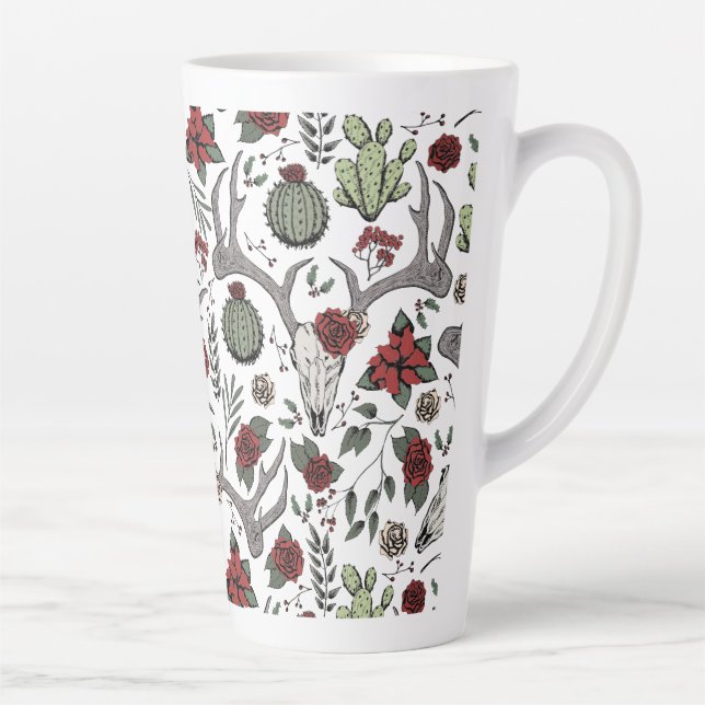 Red and Green Country Cowgirl Christmas Antlers Latte Mug (Right)