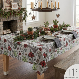 Red and Green Country Cowgirl Christmas Antlers Tablecloth