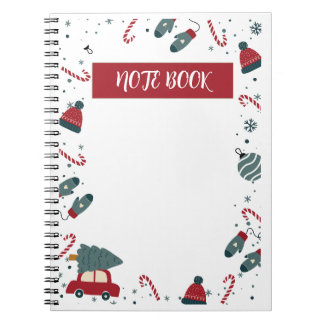 Red and Green Cute Illustrated Christmas  Notebook