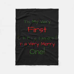 Red And Green D First Baby Christmas Baby  Fleece Blanket