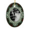 Red and Green Damask Oval Frame First Christmas