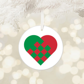 Red and Green Danish Heart Ceramic Tree Decoration