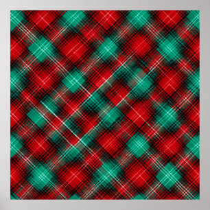 Red and green diagonal plaid poster