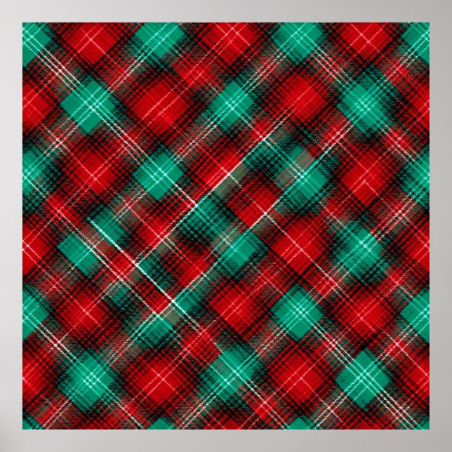Red and green diagonal plaid poster (Front)