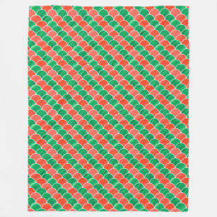 Red and Green Diagonal Scale Pattern Fleece Blanket