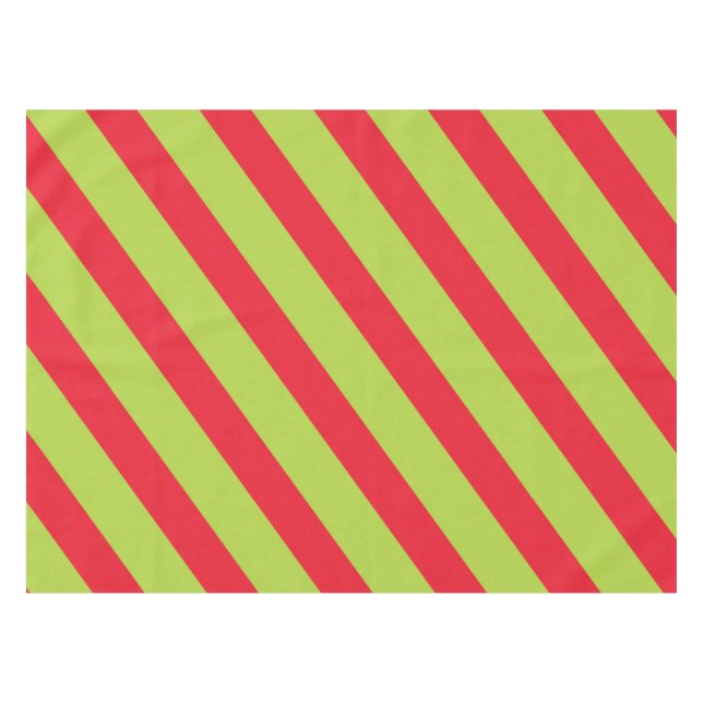 Red and Green Diagonal Stripe Tablecloth (Front (Horizontal))