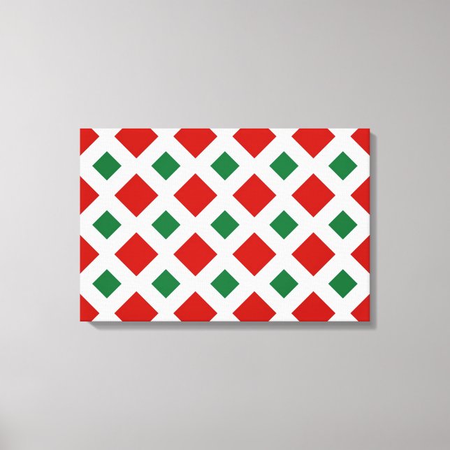 Red and Green Diamonds on White Canvas Print (Front)