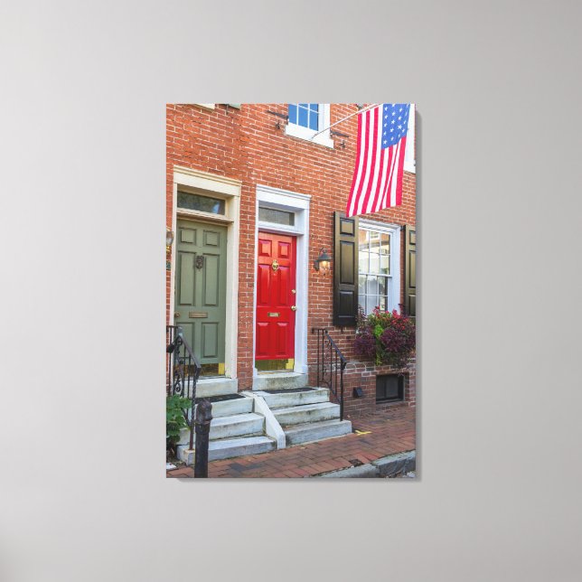 Red and Green Door on Philadelphia Alley Canvas Print (Front)