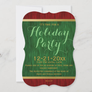 Red and Green Elegant Holiday Party Invitation