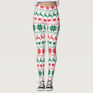 Red And Green Fair Isle Print Leggings