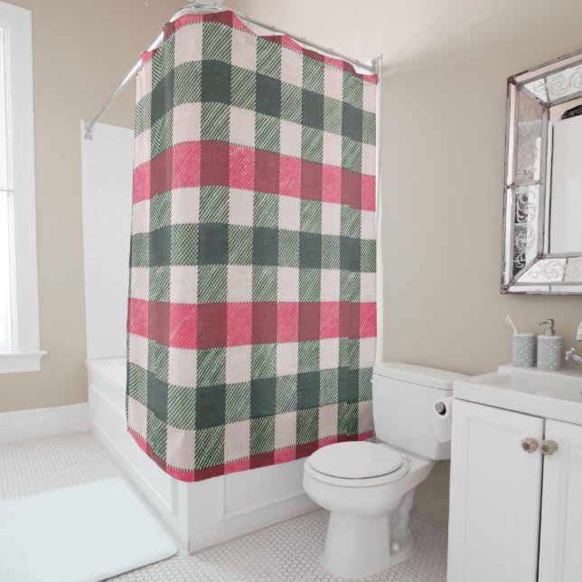 Red  and Green Farmhouse  Shower Curtain (In Situ)