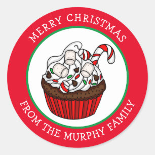 Red and Green Festive Christmas  Classic Round Sticker