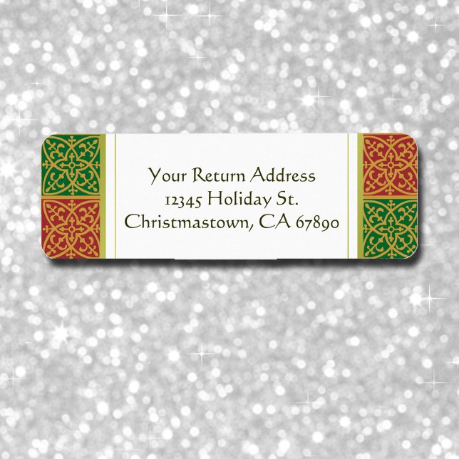 Red and Green Fleur de Lis Custom Address Labels (Creator Uploaded)