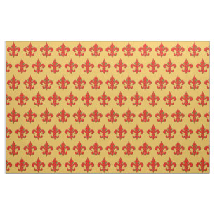 Red and Green Fleur de Lis Fabric