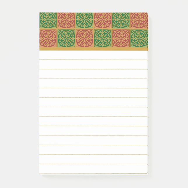 Red and Green Fleur-de-lis Pattern Post-it Notes (Front)