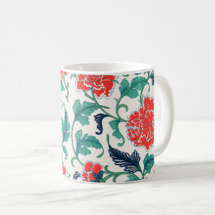 Red and Green Floral Pattern Coffee Mug