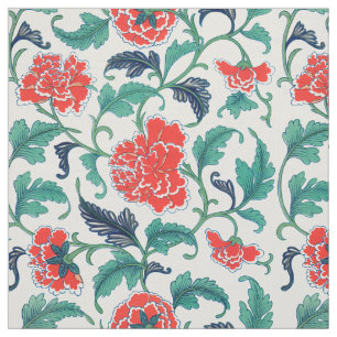 Red and Green Floral Pattern Fabric
