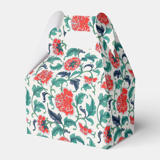 Red and Green Floral Pattern Favour Box (Front Side)