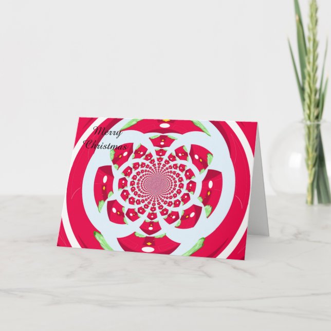 Red and Green Fractal Christmas Holiday Card (Front)