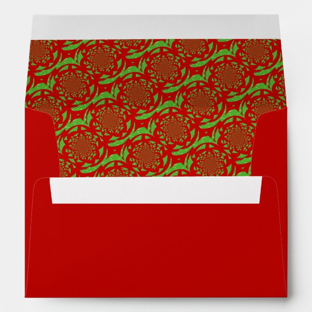 Red and Green Fractal Pattern Envelope (Back (Bottom))