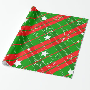 Red And Green Geometric Stripes Wrapping Paper