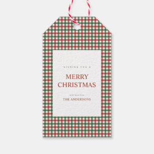 Red and Green Gingham Christmas Gift Tags