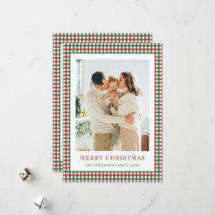 Red and Green Gingham Christmas Photo Holiday Card